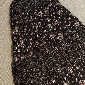 Black Mixed Pattern Tiered Maxi Dress, 3X